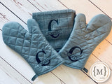 Monogrammed Oven Mitts & Tea Towel Set