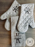 Monogrammed Oven Mitts & Tea Towel Set