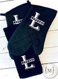 Monogrammed Oven Mitts & Tea Towel Set