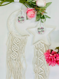 Star and Moon Woven Rustic Tapestry / macrame