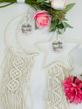 Star and Moon Woven Rustic Tapestry / macrame