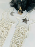 Star and Moon Woven Rustic Tapestry / macrame